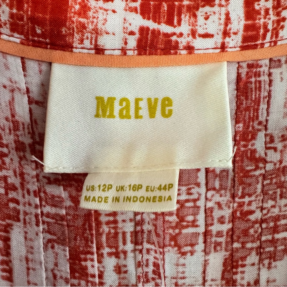 LAST CHANCE JAN 2026 NWT! Anthro Calia Top buttondown shirt red orange 12p - Picture 3 of 15